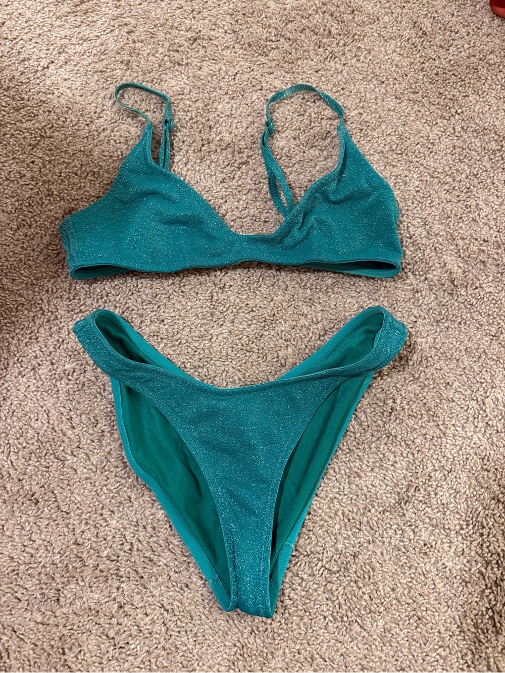 triangl swimwear Teal Shimmery Bikini Set